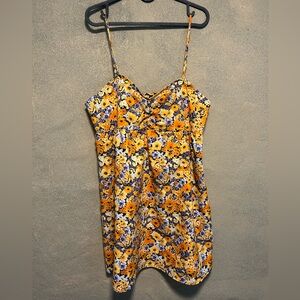 H&M Divided Dress orange floral sundress size L